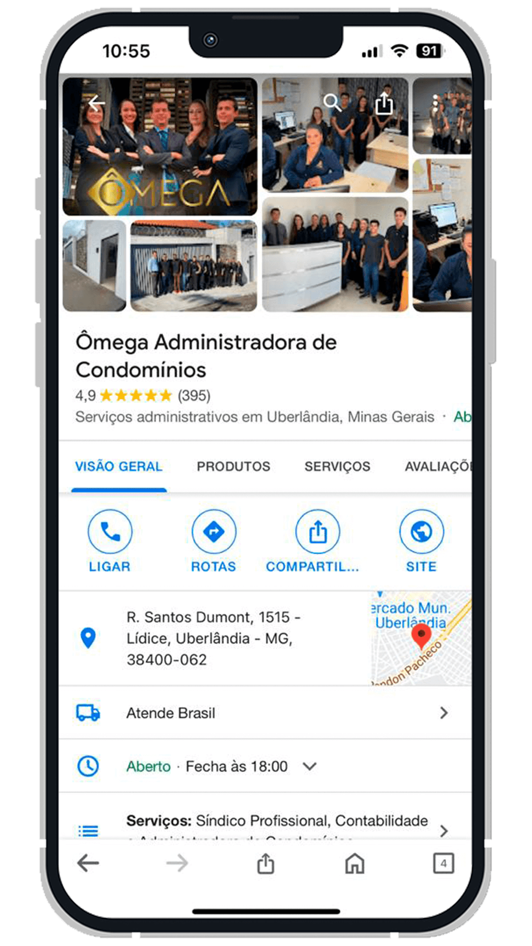 Ficha do Google Ômega